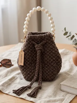 Сумка торба из трикотажной пряжи — MARENINA bags