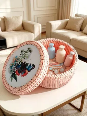 Корзинка с крышкой — TanitaStyle модное вязание
