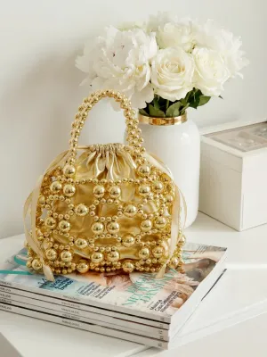 Сумка BAROCCO из золотистых бусин в неовинтажном стиле — Dashkozak accessories