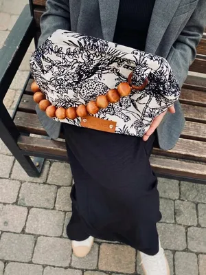 Сумка с деревянной ручкой из гобелена леопард — Мило bags