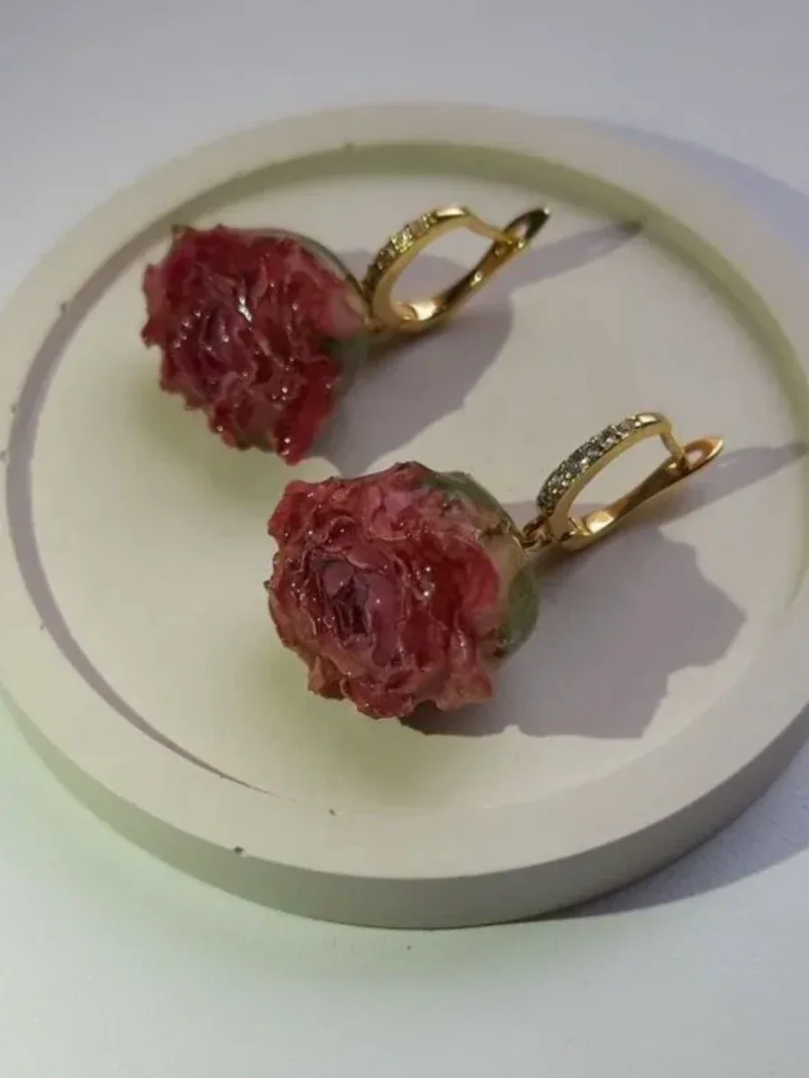 Серьги "Розы", фианиты — КамнеМания, фотография 1