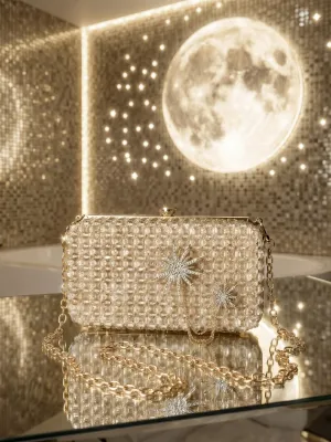 Клатч STARLIGHT на фермуаре со скошенными углами и парными звездами — Dashkozak accessories