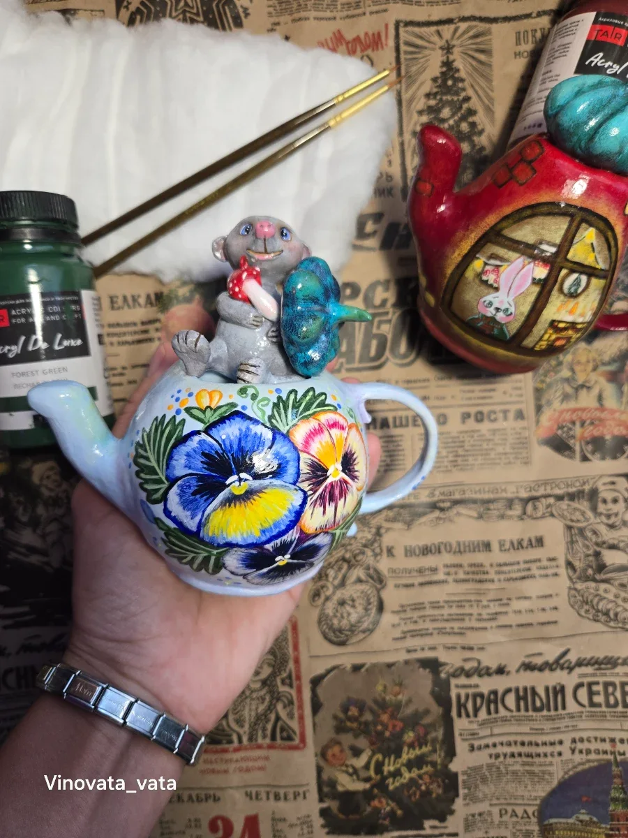 Ёлочная игрушка Чайник мышки Сони — Papier_chudes, фотография 2
