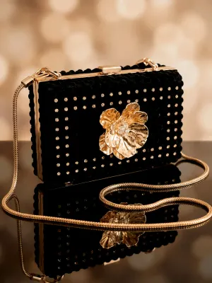 Бархатный клатч CHARLOTTE на золотистом фермуаре с декором — Dashkozak accessories