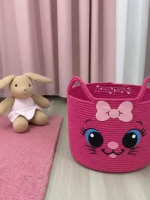 Корзина Киска из хлопкового шнура — ДекориКа