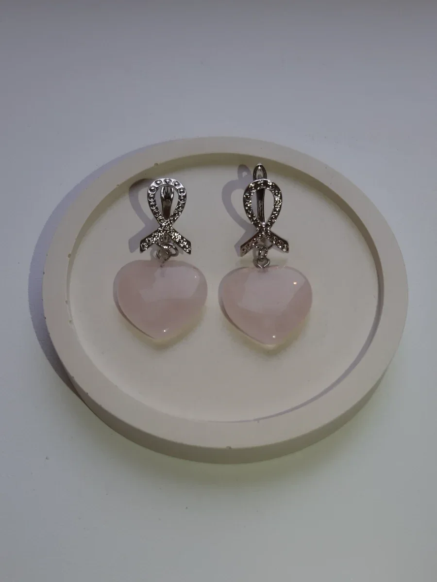 Серьги с розовым кварцем — КамнеМания, фотография 1