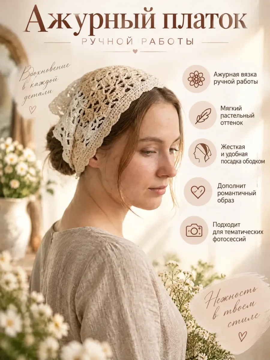 Ажурная вязаная косынка — KnitLit, фотография 1