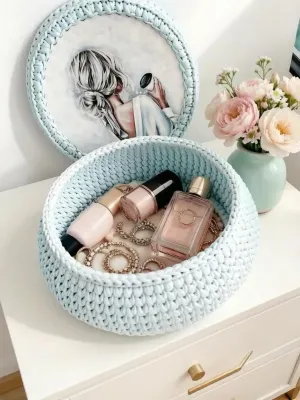 Корзинка с крышкой — TanitaStyle модное вязание