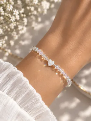 Браслет из алмазного стекла с сердечком из перламутра — A.MIKHAILOVA|Beauty for you