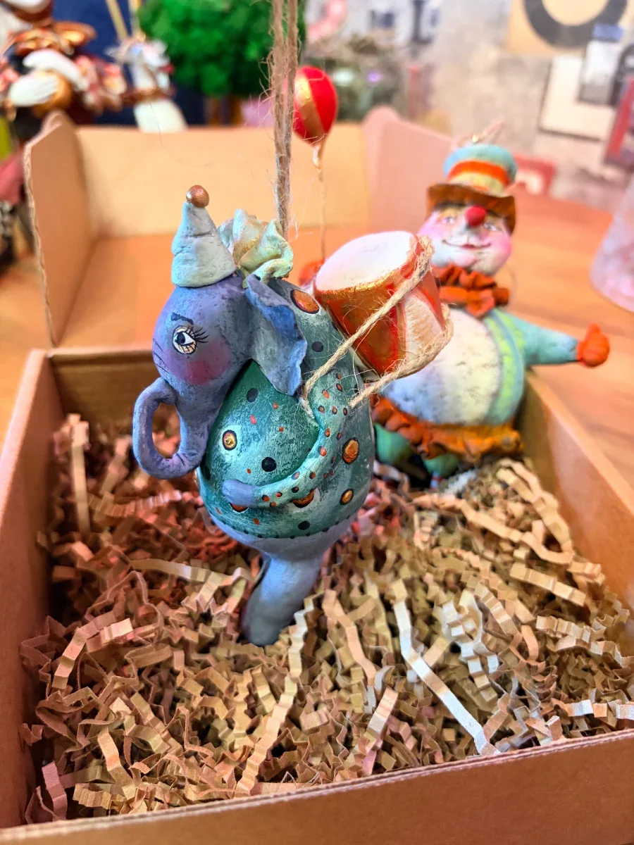 Ёлочная игрушка Слон с барабаном — Papier_chudes, фотография 1